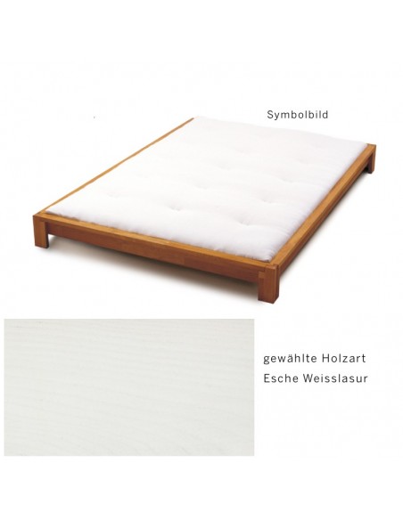 Sato Bett Kobito Holzmuster, Esche Weisslasur Massivholz