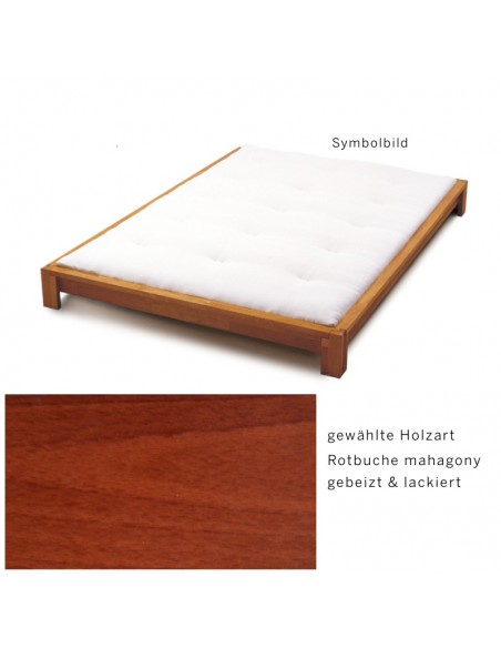 Sato Bett Kobito Holzmuster, Rotbuche mahagony gebeizt lackiert Massivholz