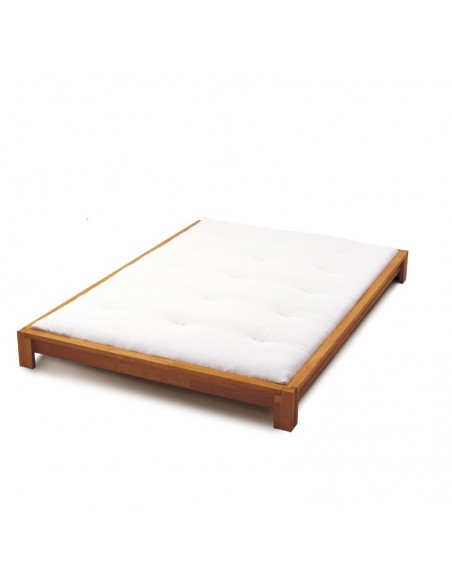 Sato bed Kobito in oiled copper beech, bed contents futon