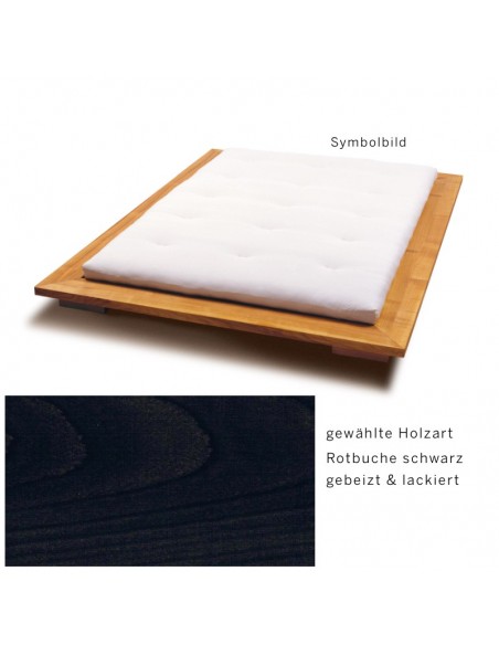 Sato Bett Miryoku Holzmuster, Rotbuche Massivholz schwarz gebeizt lackiert