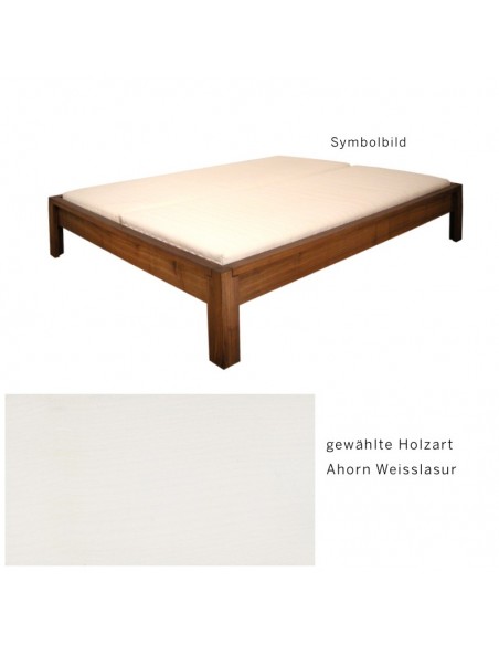 Sato Bett Lotus Holzmuster, Ahorn Massivholz Weisslasur