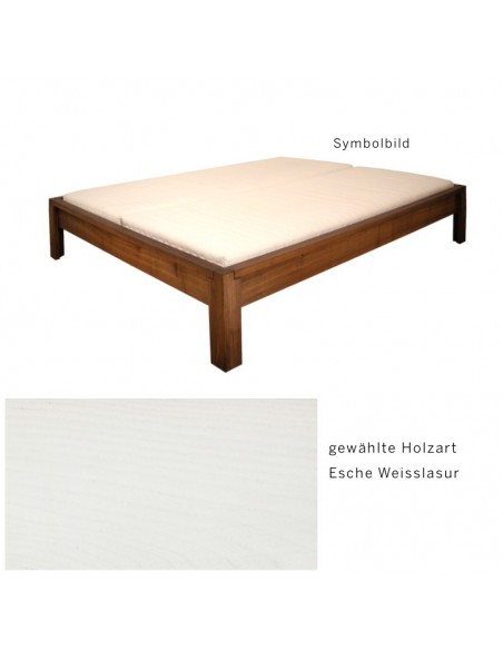 Sato Bett Lotus Holzmuster, Esche Massivholz Weisslasur