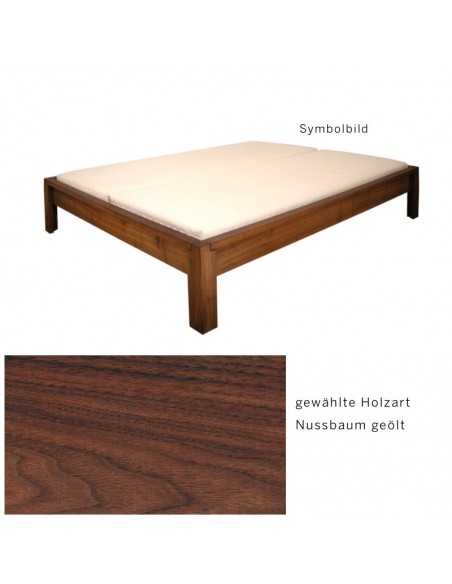 Sato Bett Lotus Holzmuster, Nussbaum Massivholz geölt