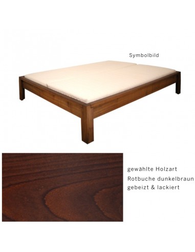 Sato bed Lotus wood pattern, solid beech dark brown stained lacquered