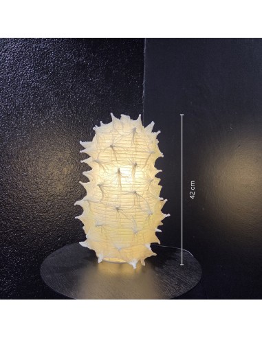 Japan handgefertigte Papierleuchte Shibori KVS-1 in der Ausstellung.