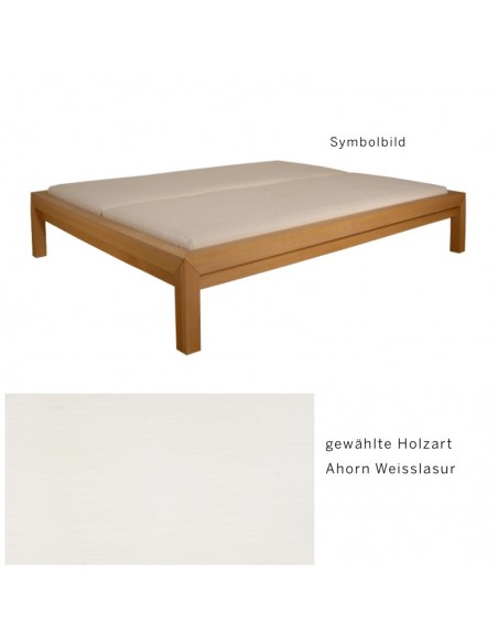 Sato Bett Tokusan Holzmuster, Ahorn Massivholz Weisslasur