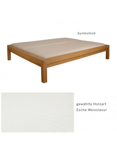 Sato Bett Tokusan Holzmuster, Esche Massivholz Weisslasur