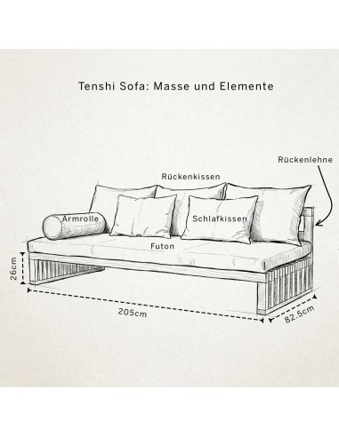 Tenshi Sofa, modulares Schlafsofa, Futon Sofa