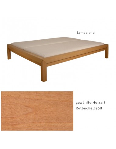 Sato bed Tokusan wood pattern, solid beech oiled