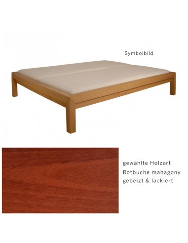 Sato bed Tokusan wood pattern, red beech solid wood mahogany stained lacquered